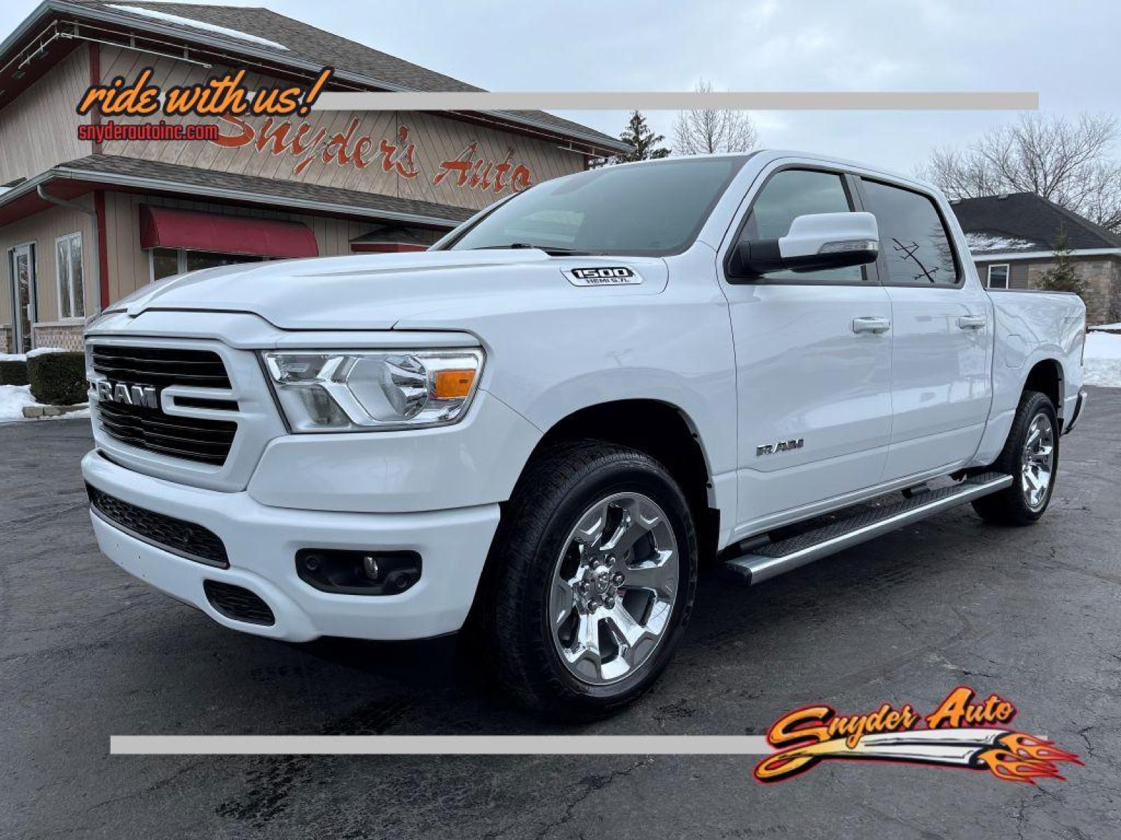 2020 WHITE RAM 1500 BIG HORN/LONE STAR (1C6SRFFT2LN) with an 5.7L engine, Automatic transmission, located at 101 S. Halleck St., DeMotte, 46310, (219) 987-2922, 41.202343, -87.198189 - Photo #0