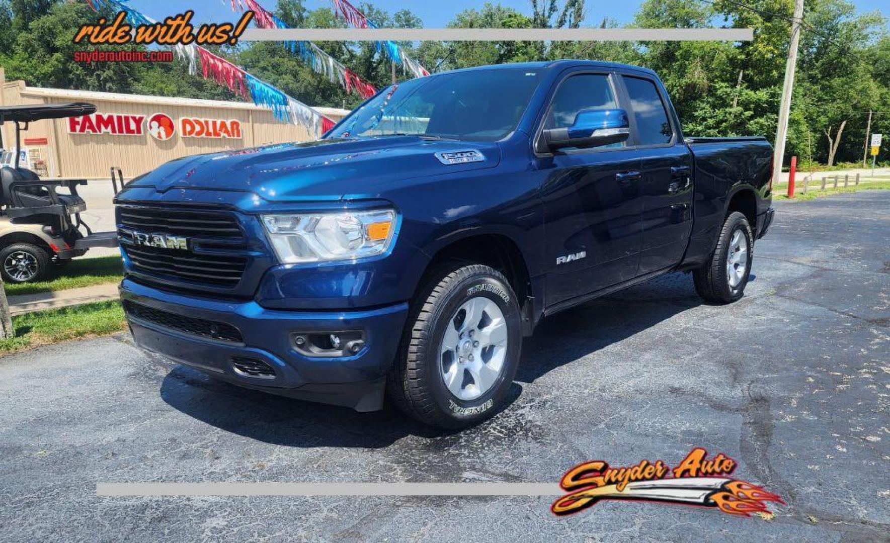 2021 BLUE RAM 1500 BIG HORN/LONE STAR-4WD (1C6SRFBT6MN) with an 5.7L engine, Automatic transmission, located at 101 S. Halleck St., DeMotte, 46310, (219) 987-2922, 41.202343, -87.198189 - Photo#0