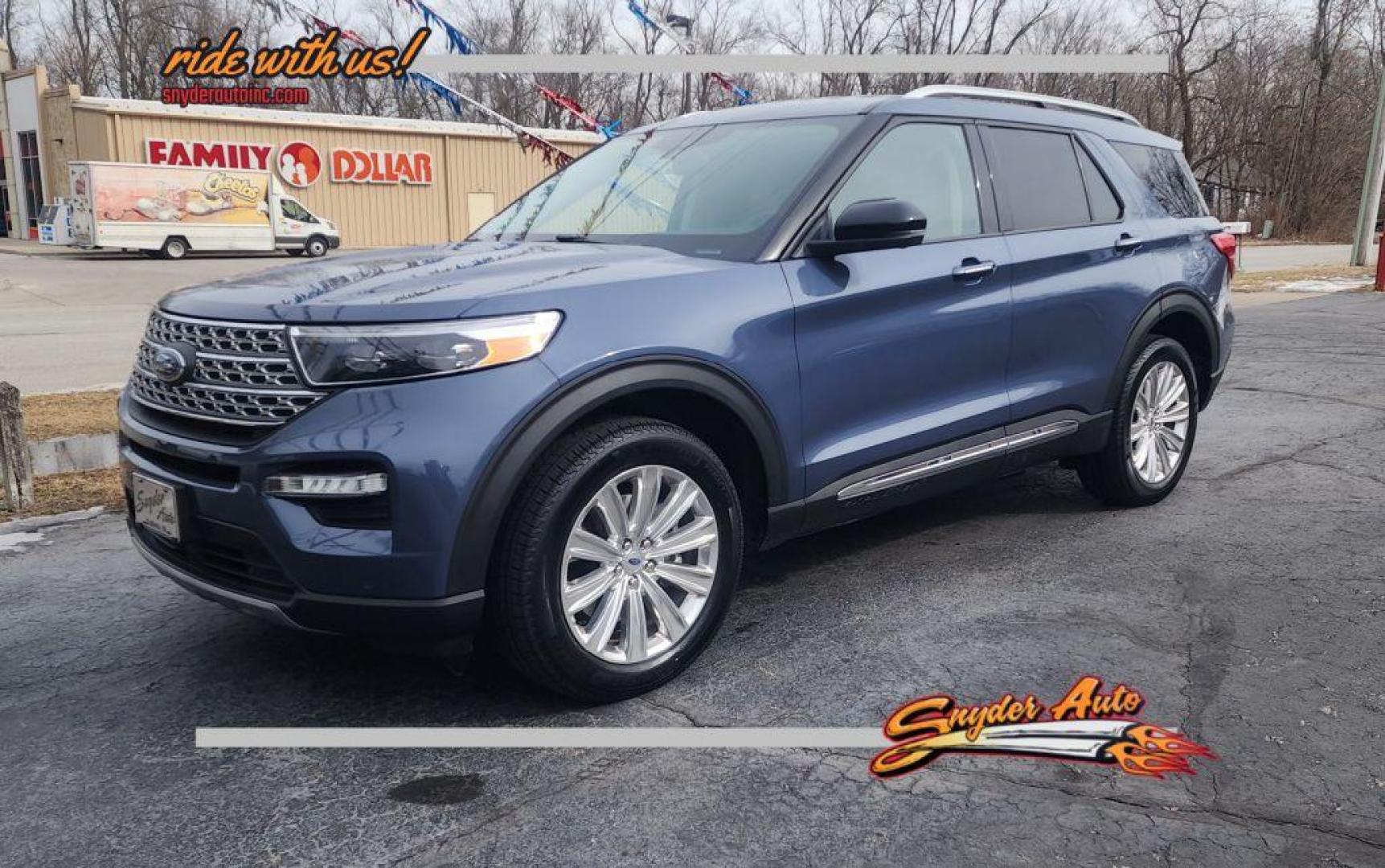 2021 BLUE FORD EXPLORER LIMITED -4WD (1FM5K8FW7MN) with an 3.3L engine, Automatic transmission, located at 101 S. Halleck St., DeMotte, 46310, (219) 987-2922, 41.202343, -87.198189 - Photo#0